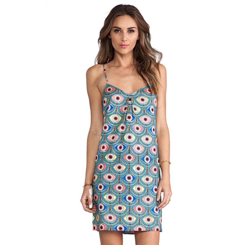Mara Hoffman Blue Iris Eye Eyes Print Mini Dress